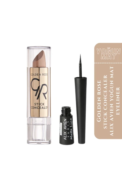 GOLDEN ROSE Stick Concealer No: 03 + A.Avien Eyeliner - YOĞUN MAT SİYAH