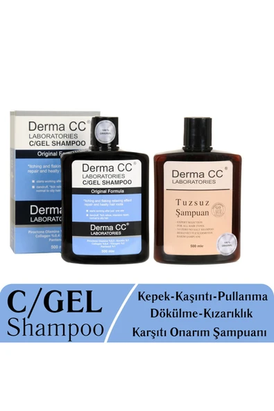 DERMA CC LABORATORIES C/gel Kaşıntı-dökülme-kızarıklık Şampuanı 500m + Tuzsuz Şampuan 500ml