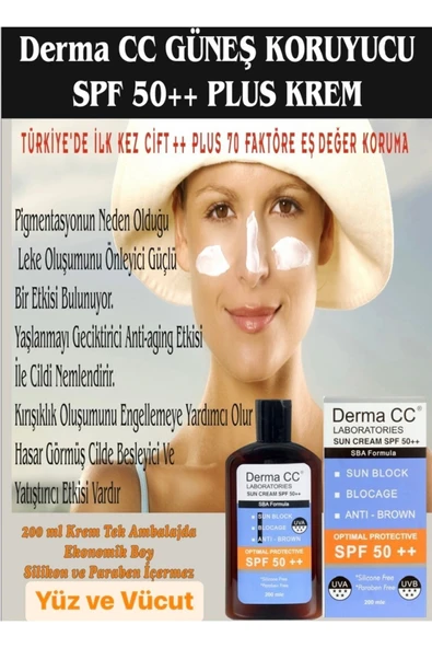 DERMA CC LABORATORIES Anti Brown Güneş Kremi Spf50++ 200 Ml + 8 Peptit Içeren Kırışıklık Kremi 50m - 4