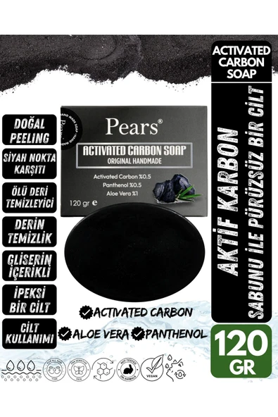 PEARS Original Saf ve Yumuşak Sabun 100gr + Gliserinli Aktif Karbon Sabunu 120gr - 2