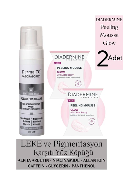 DERMA CC LABORATORIES LEKE Karşıtı Cilt Temizleyici Köpük 200m + Diadermine Peeling 75ml X 2 GLOW