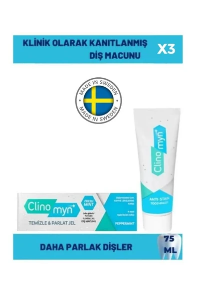 CLİNOMYN Fresh Diş Beyazlatan Ve Parlatan Jel Diş Macunu 75 ml X 3 Adet