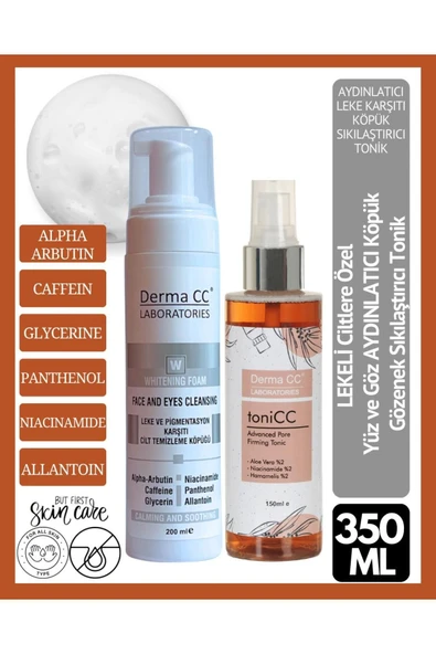 DERMA CC LABORATORIES Whitening Foam Leke Karşıtı Temizleyici 200 ml + Sıkılaştırıcı Tonik 150 ml