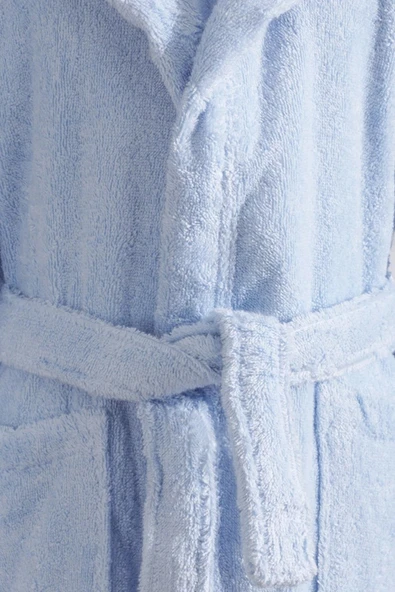 Özdilek Ashley Kapüşonlu Bambu Çocuk Bornozu 5/6 Yaş-Mavi - 3