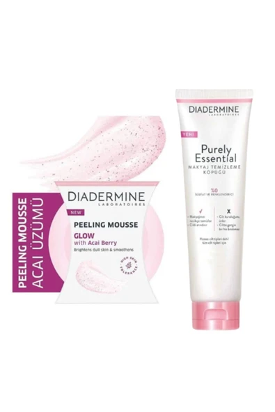 DİADERMİNE Naturally Köpük Peeling Işıltı Veren 75 ml + Makyaj Temizleme Köpüğü 150 ml