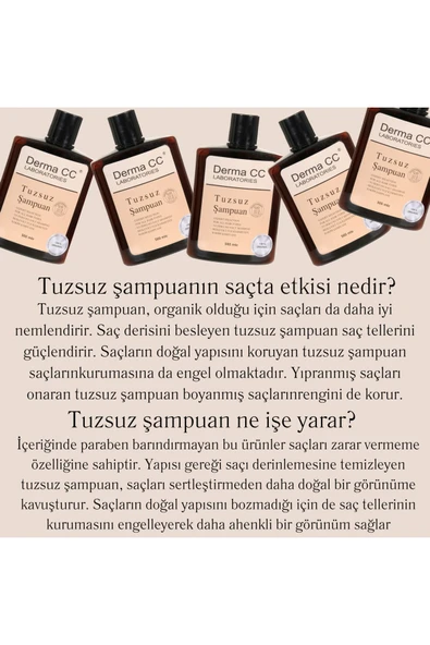 DERMA CC LABORATORIES Şampuan Seti - Sarımsak Özlü 500m + Argan Özlü 500m + Tuzsuz 500m - 2