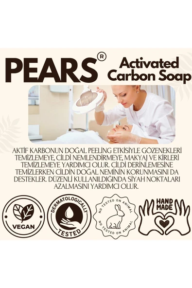 PEARS Gliserinli Aktif Karbon Sabunu Beyazlatıcı 120 gr - Activated Carbon Soap With Glycerine 120gr - 4