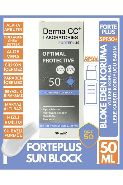 DERMA CC LABORATORIES Güneş Kremi SPF50+ FORTE PLUS Yüksek Koruma Katmanlı Koruyucu 50ml X 2 Adet - 2