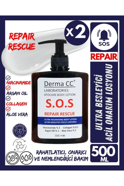 DERMA CC LABORATORIES Atocare Body Lotion S.o.s Bakım Vücut Losyonu 500m X 2 Adet