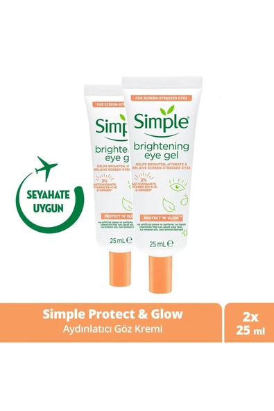 SİMPLE Protect 'n' Glow Aydınlatıcı Göz Kremi Koyu Halkaları Azaltmaya Yardımcı Vegan 25 Ml X2