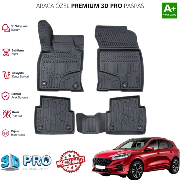 FORD KUGA ARACA ÖZEL 3D PASPAS 2019 2020 2021 2022 2023 2024