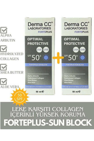 DERMA CC LABORATORIES Güneş Kremi SPF50+ FORTE PLUS Yüksek Koruma Katmanlı Koruyucu 50ml X 2 Adet