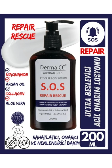 DERMA CC LABORATORIES Derma Cc S.o.s Atocare Body Lotıon - Yoğun Onarım Losyonu 200 ml - 2