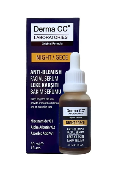 DERMA CC LABORATORIES Leke Karşıtı Ton Eşitleyici, Aydınlatıcı Arbutin/Niacinamıde Ampul 30m - NIGHT
