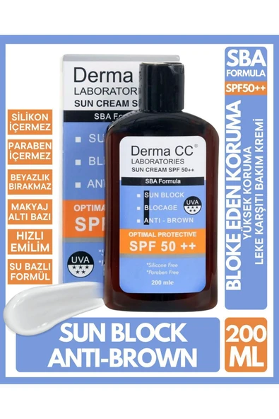 DERMA CC LABORATORIES Anti Brown Güneş Kremi Spf50++ 200 Ml + Gözenek Sıkılaştırıcı Tonik 150ml - 2