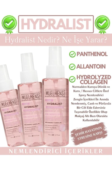 MUELHENS Hydralist Nemlendirici Sprey Kuru ve Hassas Cilt + Işıltı Veren 110ml X 2 Adet - 3