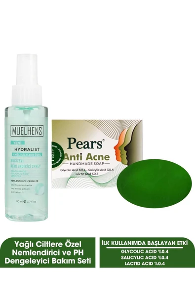MUELHENS Hydralist Nemlendirici Sprey Yağlı Cilt 110m + Pears Anti Acne - Akne Karşıtı Sabun 120gr
