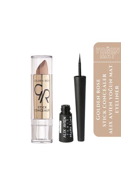 GOLDEN ROSE Stick Concealer No: 01 + A.Avien Eyeliner - YOĞUN MAT SİYAH - 3