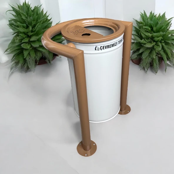 Dış Mekan Bahçe Çöp Kovası 30l Krem-Kahve - 3