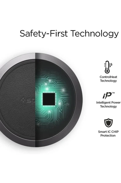 Spigen Essential F308W Hızlı Kablosuz Şarj Cihazı iOS 7.5W / Android 10W (QI Sertifikalı Universal) - 3
