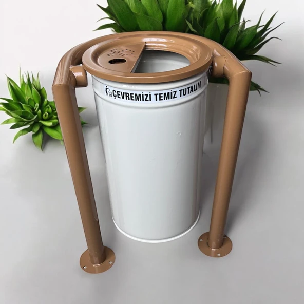 Dış Mekan Bahçe Çöp Kovası 30l Krem-Kahve