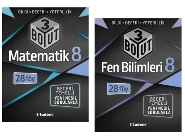 TUDEM YAYINLARI 8.SINIF LGS 3 BOYUT MATEMATİK - FEN BİLİMLERİ BECERİ TEMELLİ SORU BANKASI ürün görseli