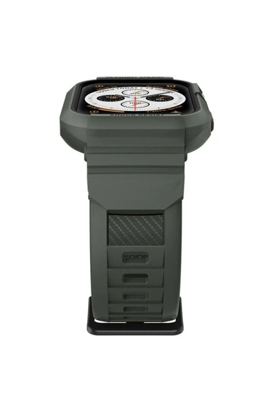 Spigen Apple Watch 45mm (Seri 9/8/7) Kılıf & Kordon Kayış Rugged Armor Pro Charcoal Gray - ACS00819 - 4