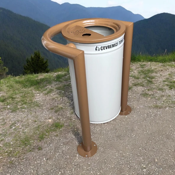 Dış Mekan Bahçe Çöp Kovası 30l Krem-Kahve - 4