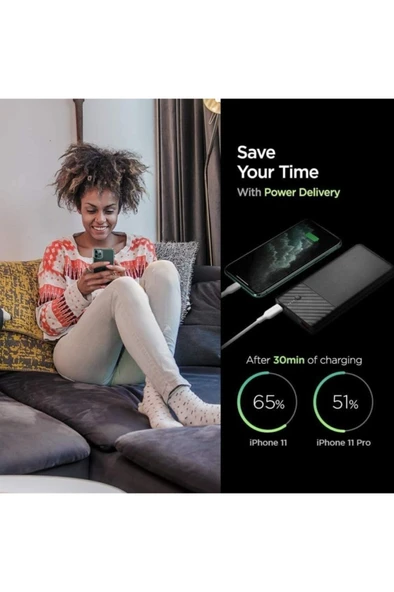 Spigen Pocketboost 10000 Mah 2 Portlu 36w Pd 3.0 Usb-c (18w) Taşınabilir Hızlı Şarj Powerbank F732qc - 7