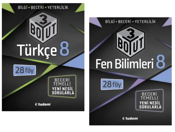 TUDEM YAYINLARI 8.SINIF LGS 3 BOYUT TÜRKÇE -  FEN BİLİMLERİ BECERİ TEMELLİ SORU BANKASI