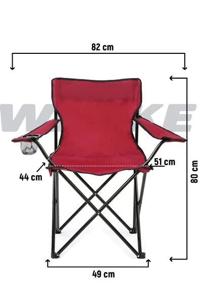 Katlanabilir Kamp Sandalyesi Piknik Sandalyesi Plaj Sandalyesi Kırmızı Taşıma Çantalı 4'lü - Resim 3