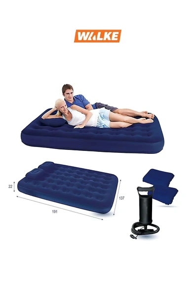 Walke Double Çift Kişilik Şişme Yatak Seti (2 Yastık + Pompa Dahil) 191*137*22 CM 2200 - 1