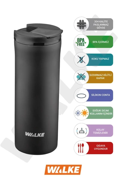 Premium Çift Katmanlı Paslanmaz Çelik Termos Bardak Kahve Çay Termosu 400 ml Luxury - 2