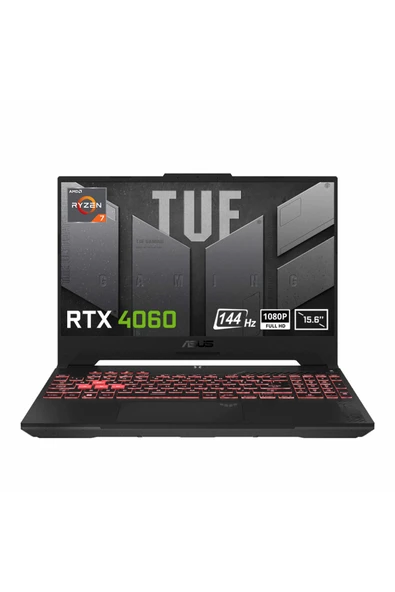 ASUS TUF Gaming A15 FA507NVR-LP099-Gaming AMD Ryzen 7-7435HS 16GB DDR5 512GB SSD RTX 4060 8GB 15.6 inç 144Hz Full HD FreeDos Gaming Laptop