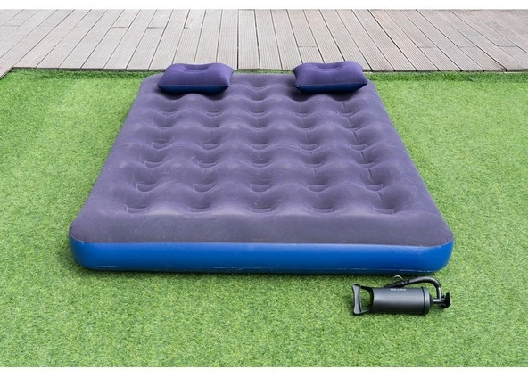 Walke Double Çift Kişilik Şişme Yatak Seti (2 Yastık + Pompa Dahil) 191x137x22 cm 2200 - Resim 3