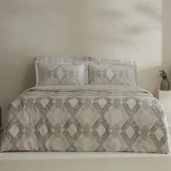 Karaca Home Chain %100 Pamuk 120 Tel Çift Kişilik Saten Nevresim Takımı Gri