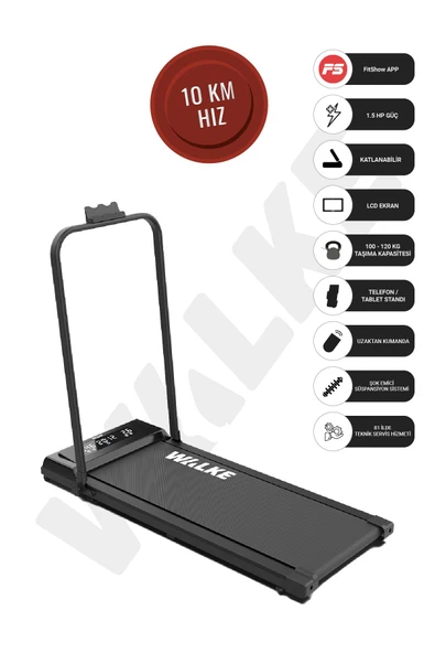W-fit Bluetoothlu Uygulamalı Uzaktan Kumandalı Koşu Bandı 10 Km Hız ( Yenilenmiş Tasarım )