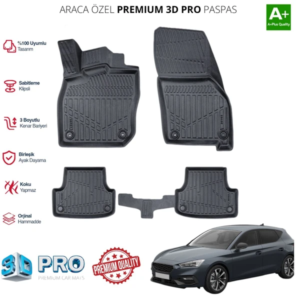 SEAT LEON ARACA ÖZEL 3D PASPAS 2021 2022 2023 2024 ürün görseli 1