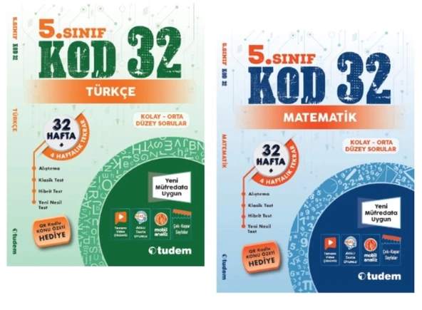 TUDEM YAYINLARI 5.SINIF KOD 32 TÜRKÇE - MATEMATİK