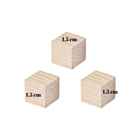 ahşap küp bloklar 1,5 cm3 /  48 li paket naturel doğal renk - 3