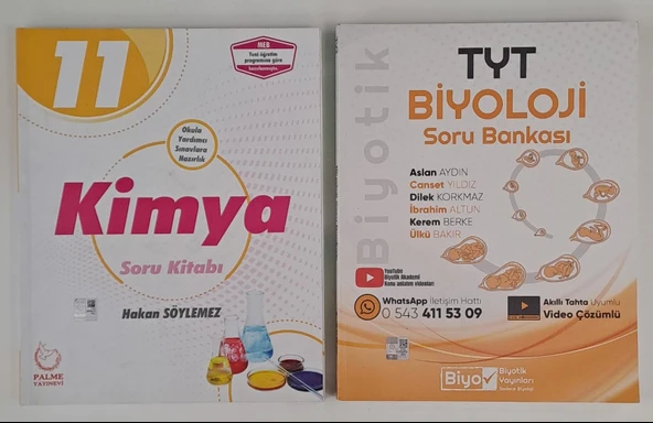 BİYOTİK VE PALME YAYINLARI TYT VE 11.SINIF BİYOLOJİ - KİMYA SORU BANKASI ( 2.EL )