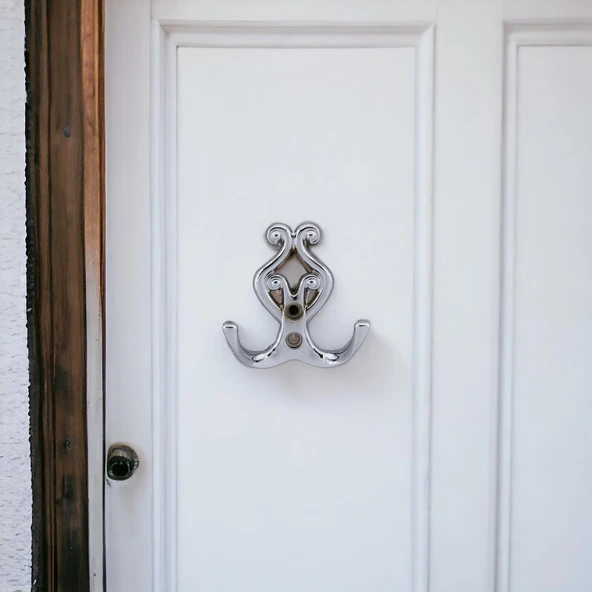 (5 ADET) Sırma Krom Metal Portmanto Vestiyer Duvar Dolap Elbise Askısı Kapı Askılığı Askılık - Resim 3