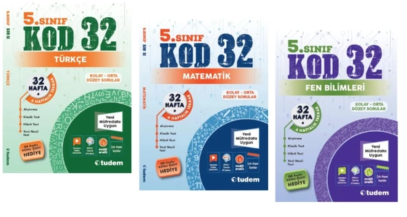 TUDEM YAYINLARI 5.SINIF KOD 32 TÜRKÇE - MATEMATİK - FEN BİLİMLERİ