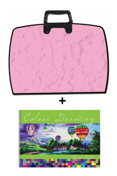 25x35 cm resim çantası + 25x35 resim defteri (askılı - fermuarlı) lilalı pembe - 2