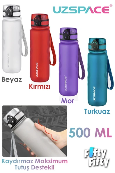 Uzspace 500 ML Kaydırmaz Maksimum Tutuş Destekli Tritan Su Matarası -FFUZ1215 - Resim 7