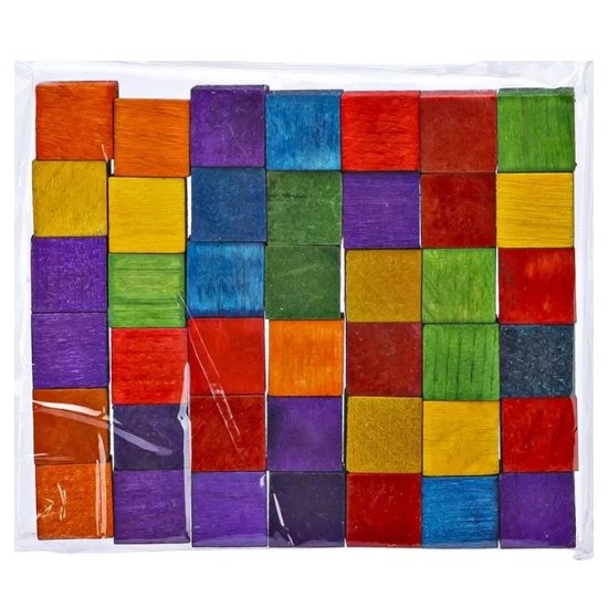 renkli ahşap küp bloklar 1,5 cm3 /  48 li paket