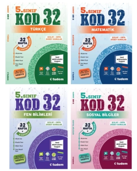 TUDEM YAYINLARI 5.SINIF KOD 32 TÜRKÇE - MATEMATİK - FEN BİLİMLERİ - SOSYAL BİLGİLER