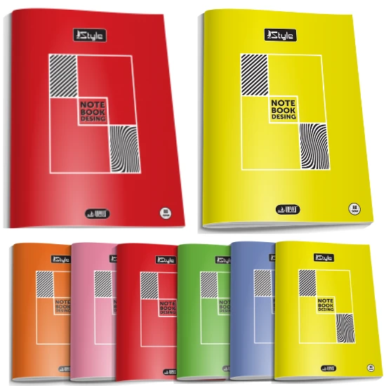 2 adet  a4 boy  plastik kapak 60 yaprak çizgili defter  kenarı kırmızı çizgili - 3