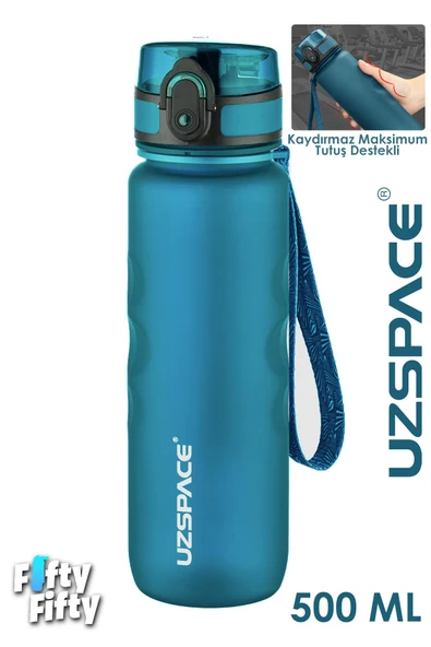 Uzspace 500 ML Kaydırmaz Maksimum Tutuş Destekli Tritan Su Matarası -FFUZ1215 - Resim 8