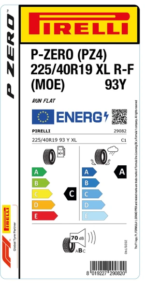 Pirelli 225/40 R19 93Y XL RFT P Zero (PZ4) (MOE) Oto Yaz Lastiği ( Üretim : 2025 ) - Resim 2